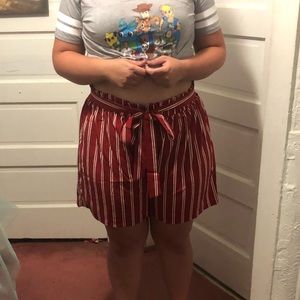 Red and white striped shorts